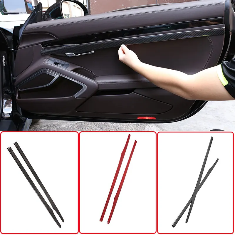 

For Porsche 911 2013 2014 2015 2016 2017 2018 Car Door Interior Strips Real Carbon Fiber Interior Accessories 2 PCs