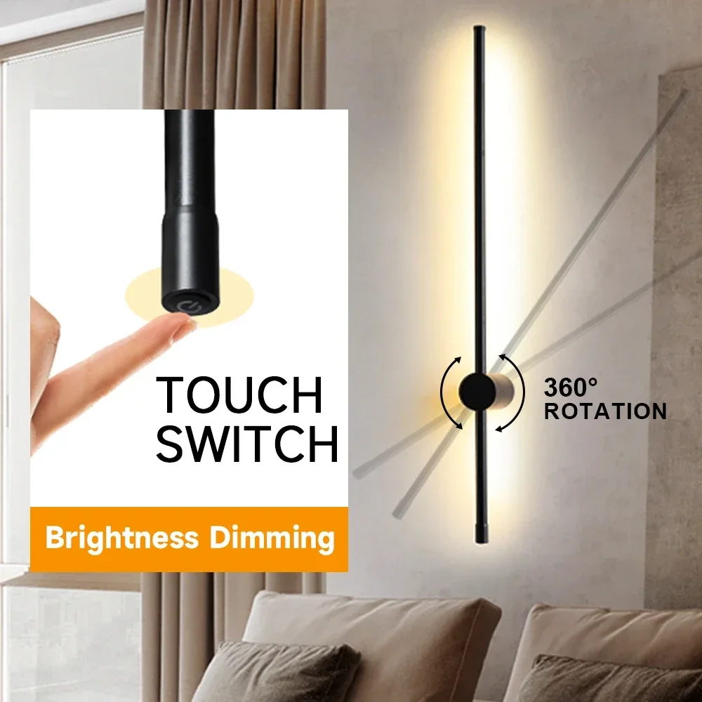 LED Modern Led Wall Light AC85-290V Long  Lamp Sconce 100cm 120cm Interior   Bedside Bedroom  Black White