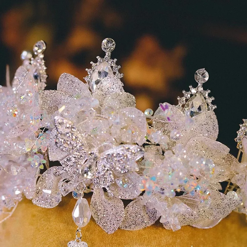 CC Luxury Crowns Wedding Hair Accessories Women Hairwear Bridal Dress Engagement Jewelry Butterfly Shape Sparkly Tiaras AN426