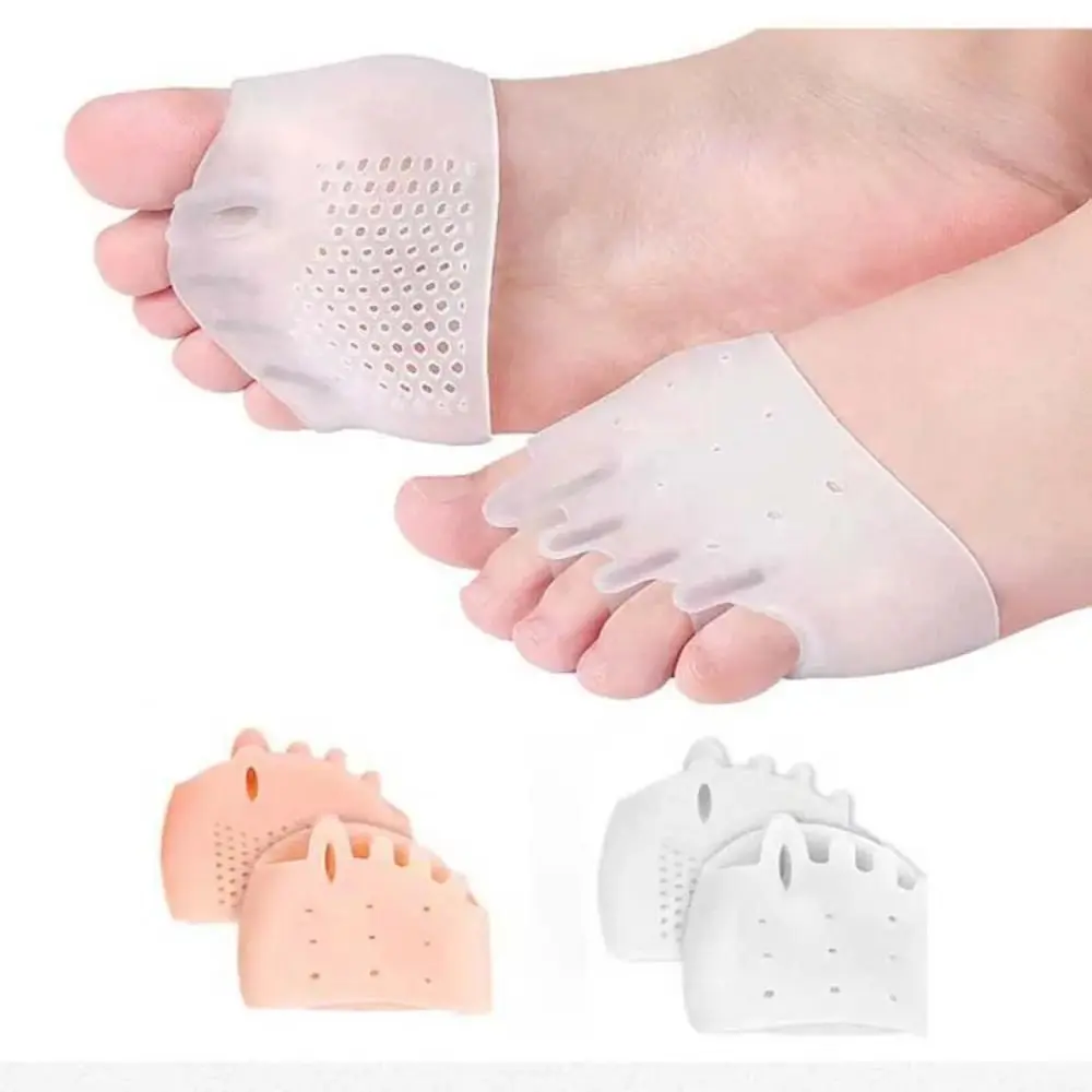 2Pcs Five Toes Forefoot Pads Breathable Soft Silicone Toe Separator Relieve Pain Cushion Pad Foot Toe Valgus Corrector Pads