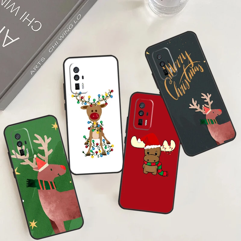 Merry Christmas Reindeer Case For Xiaomi 14 11T 12T 13T Pro 12 13 Lite POCO X6 Pro X3 X4 X5 F3 M5s M6 F5 Pro Cover