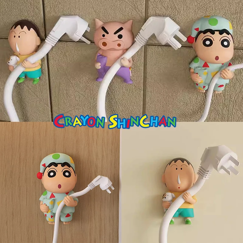 

Crayon Shin-chan Cartoon Action Figure Hook Anime Household Power Adhesive Line Storage Hook Kitchen Living Room Wall Decoration