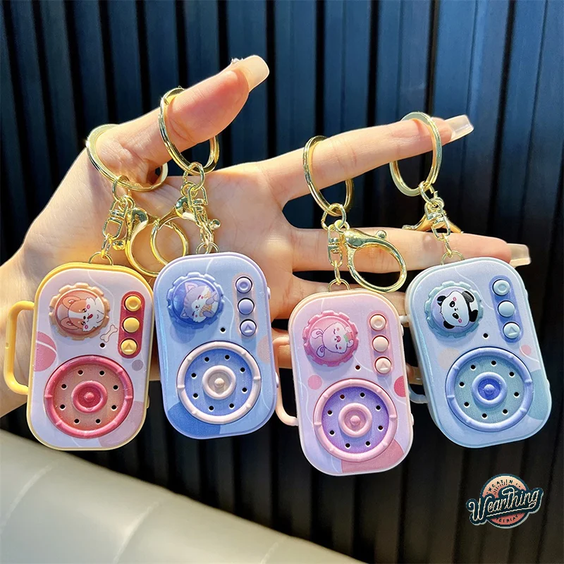 Retro Recorder Keychain Music Box Pendant Voice-Changing Recorder Key Chain Holder Instrument Toy Key Storage Holder