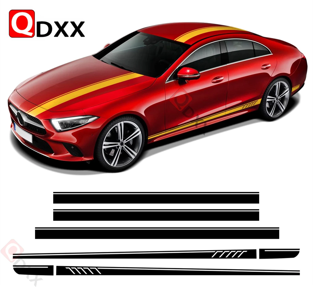 507 Style Door Side Skirt Bonnet Racing Stripe Decal Sticker for Mercedes Benz CLS Class W219 C219 W218 C218 X218 C257 CLS63 AMG