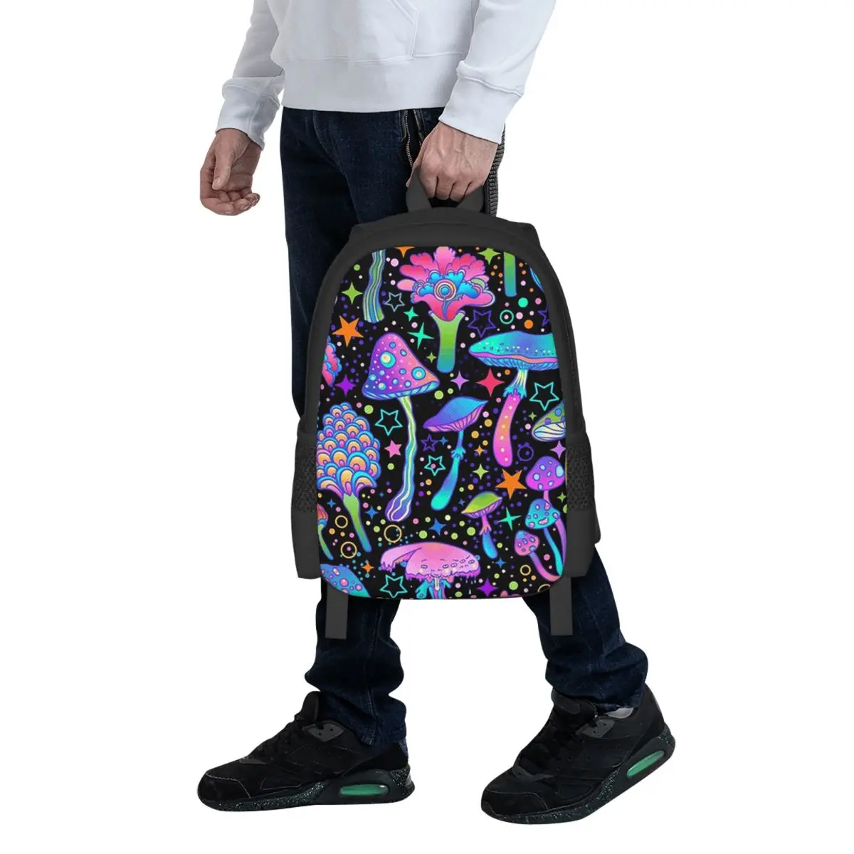 Psychedelic Magic Mushrooms Print Lava Student Backpack School Bag Hiking Travel Daypack for Men Women Bookbag Shoulder Bags