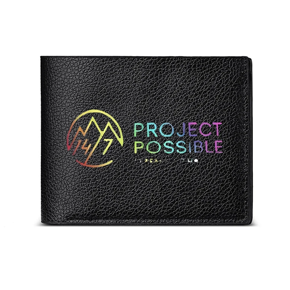 Project Possible Rainbow Logo Men's Wallet Card Holder Fashion Business Casual Design Stylish Print Pattern Accessory
