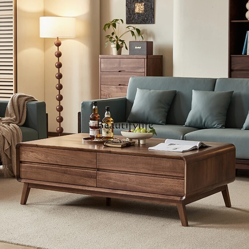 

All solid wood coffee table Nordic simple North American black walnut home coffee table Living room tea table