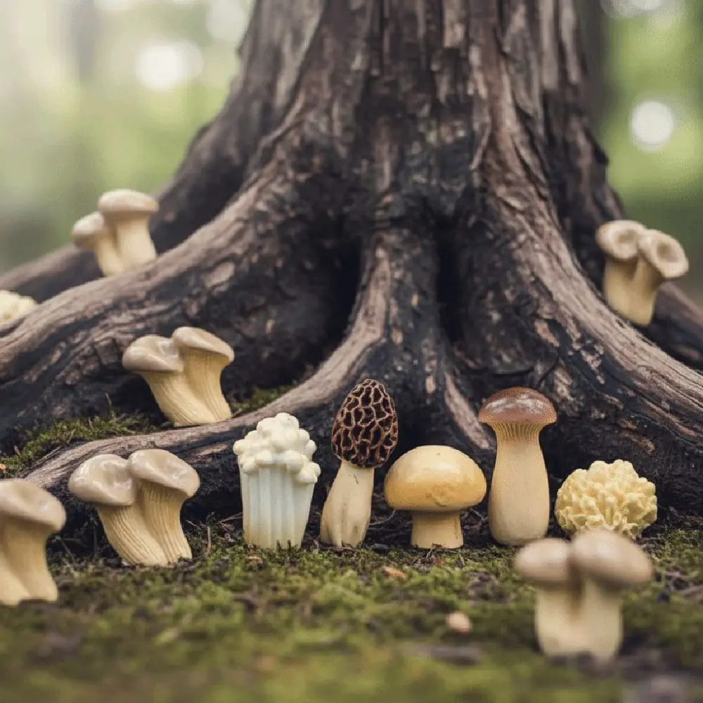 8pcs/set Resin Material Mushroom Ornaments Small Size Cute Design Japanese Style Decoration Fun Style Adhesive Backing