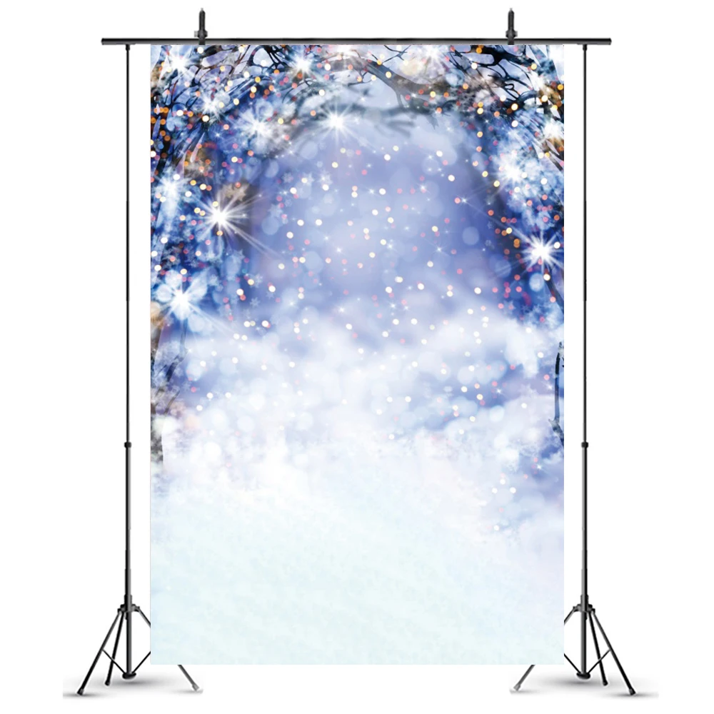 

Winter Snow Photo Background Christmas Landscape Starlight Ice Custom Children Portrait Snow Photography Decoration Backdrops