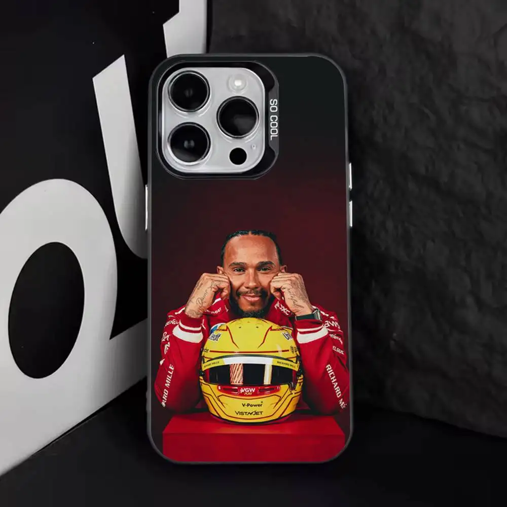 44 L-Lewis H-Hamilton-ES جراب هاتف آيفون 16,15,14,13,12,11,8,7,Pro,Max,Plus,Mini,XS,SE مضاد للسقوط أسود غير لامع