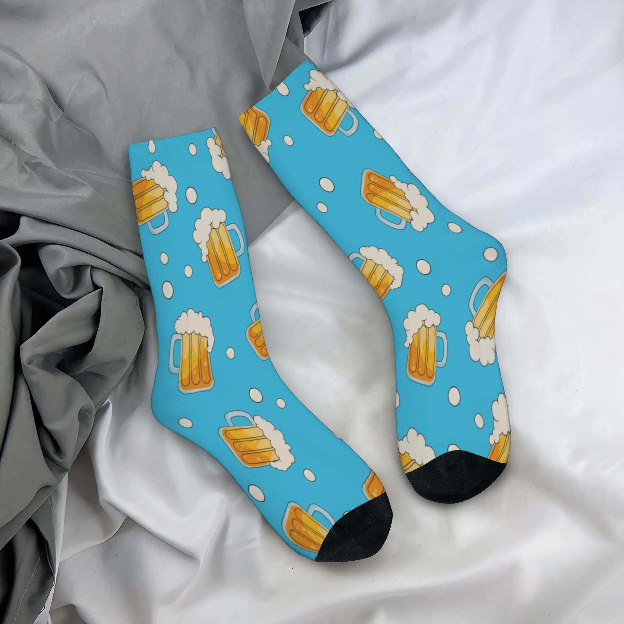 Men Women Beer Pattern Socks Soft Funny Happy  Socks High Quality Merchandise Middle Tube Socks Best Gift