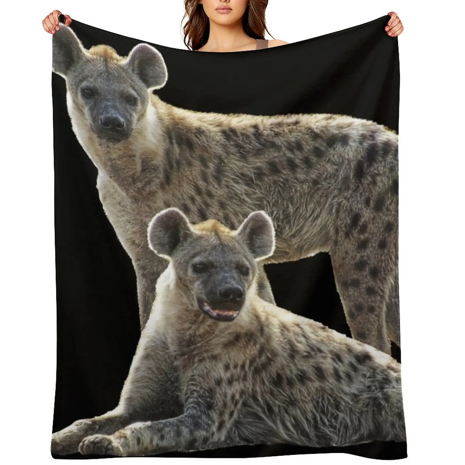 

Hyenas on safari in Kenya / Africa Throw Blanket Soft Quilt funny gift bed plaid Blankets