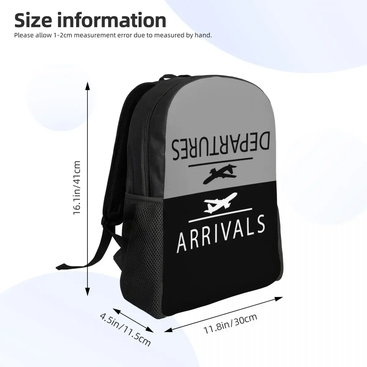 Custom Plane Arrivals And Departures Backpack School College Student Bookbag 15 Inch Laptop Aviation Airplane Aviator Pilot Bags