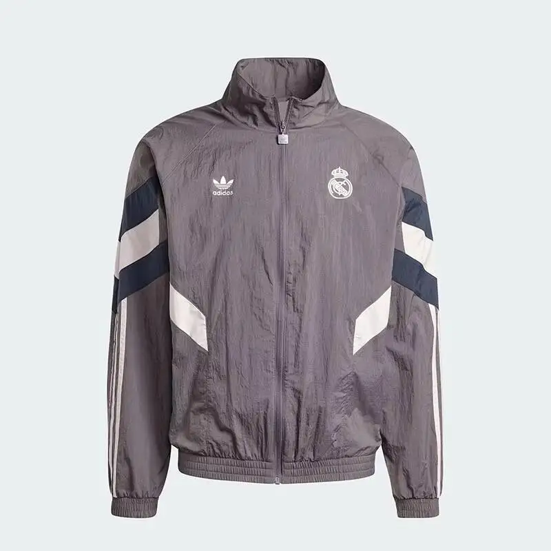 Adidas 2026 neue Real Madrid Herren-Webjacke JI9479 Grau Fußball-Windbreaker