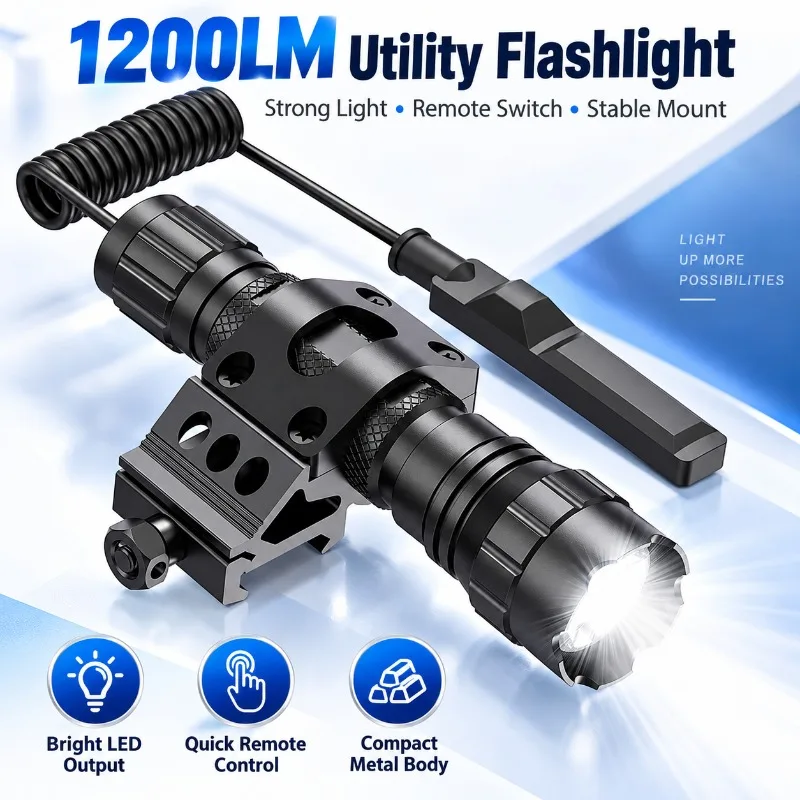 1200 Lumens Ultra Bright Hanging Flashlight with Remote Control Switch for Outdoor Camping Emergency Portable Flashlight