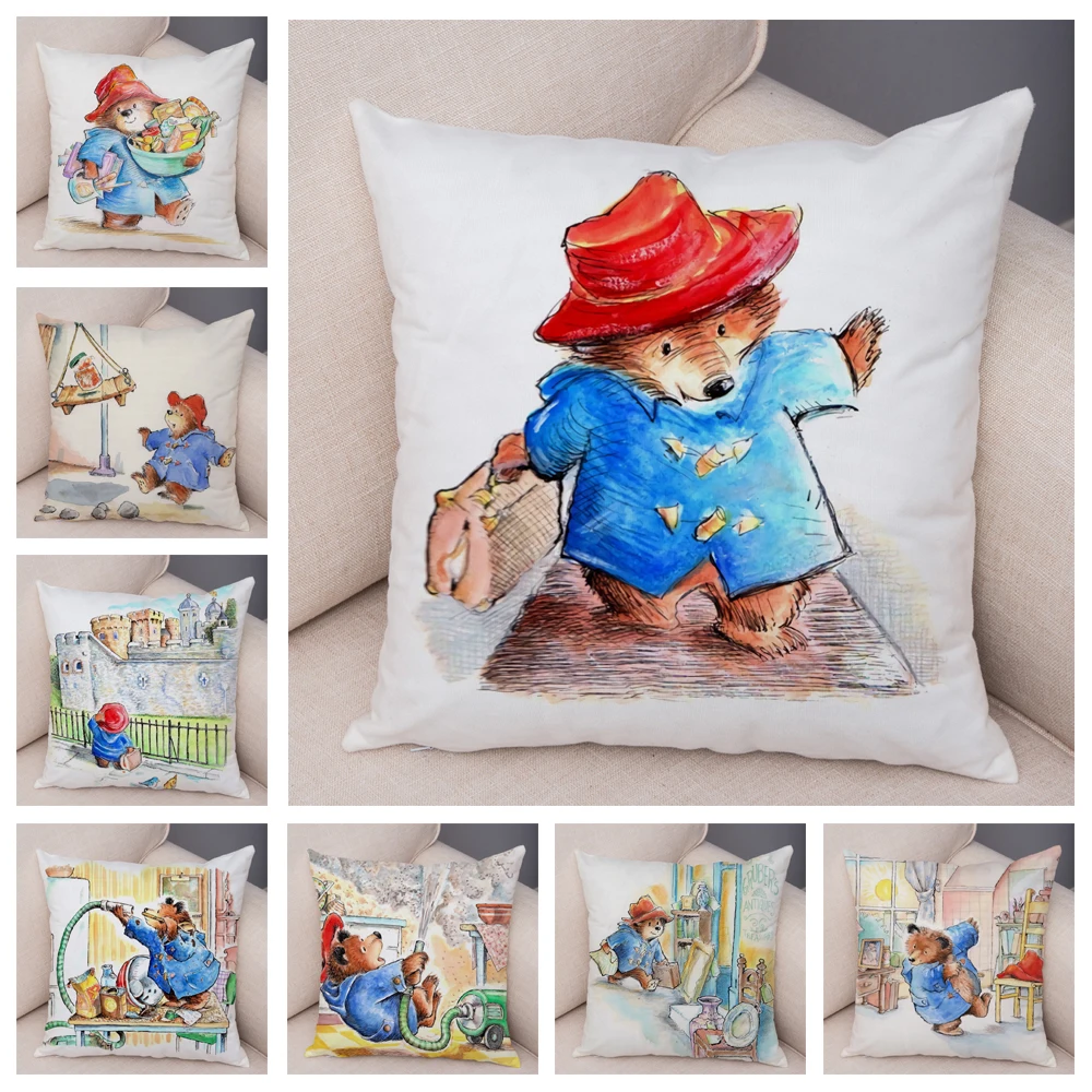 British Cartoon Bear Cushion Cover Sofa Children's Room Decoration Cute Animal Pillowcase