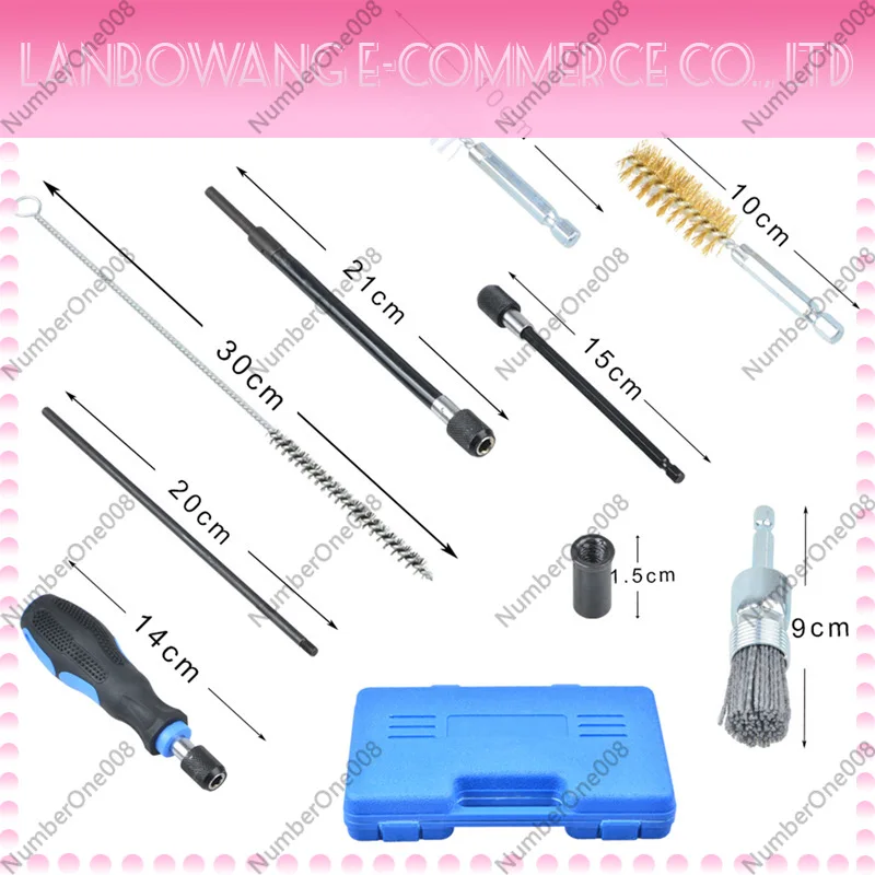 For Automotive 19-Piece Injector Cleaning Kit, Steel Wire Brush Set for Fuel Injector Seat Carbon Removal view 3