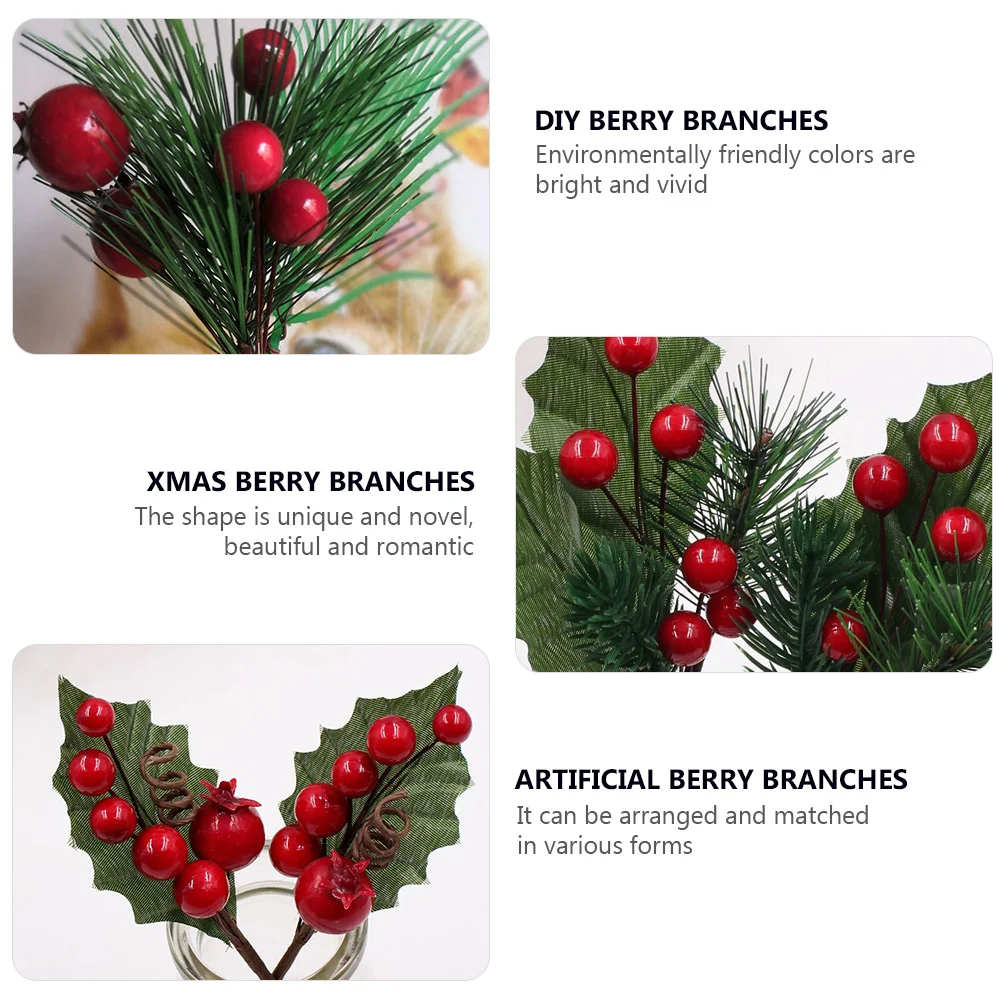

9Pcs Simulation Berry Branches Realistic Bright Red Wedding Photo Props DIY Berry Bouquets Christmas Decoration Creative Floral