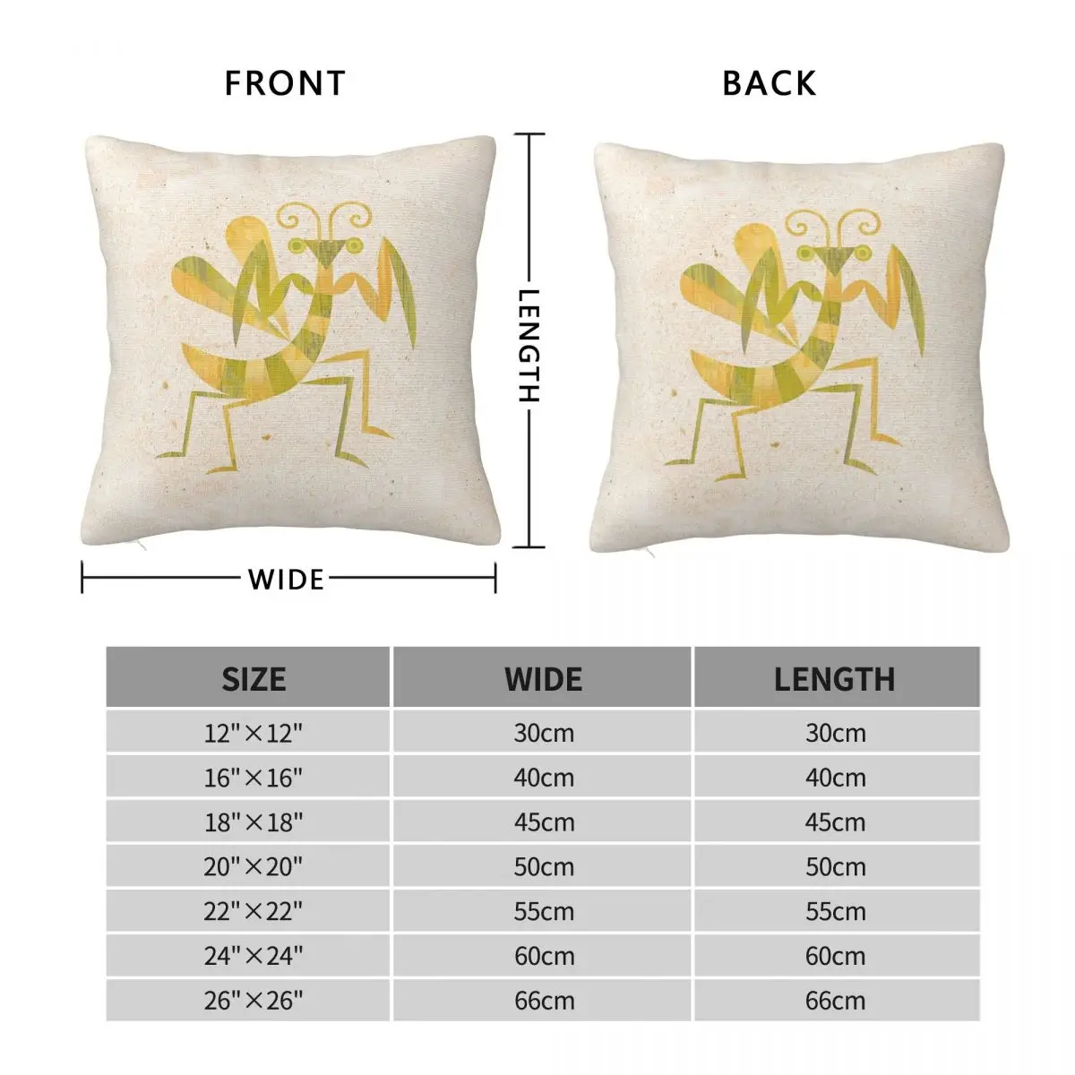 Praying Mantis Square Pillowcase Polyester Linen Velvet Printed Zip Decor Throw Pillow Case Home Cushion Cover 18