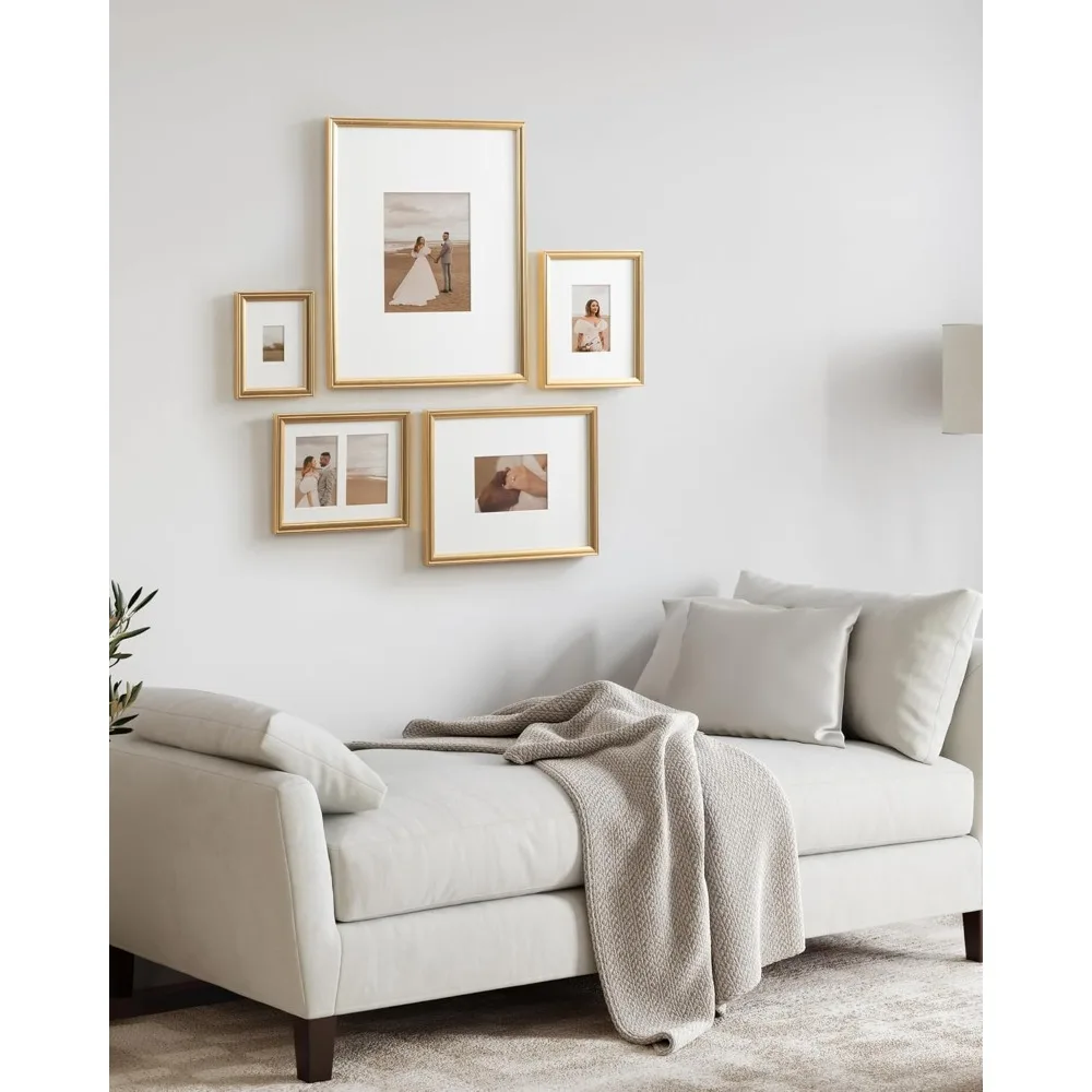 

Adlynn Traditional Picture Frame Set, Set of 5, Varying Sizes, Gold, Vintage Wall Frame Set - Hot Sale