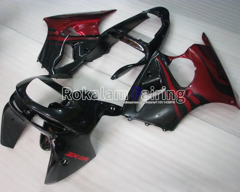 

For Kawasaki Fairing Red Black Parts ZX6R ZX-6R Ninja 98 99 Bodywork Kit ZX 6R 636 1998 1999 ZX-636 Motorbike Fairing