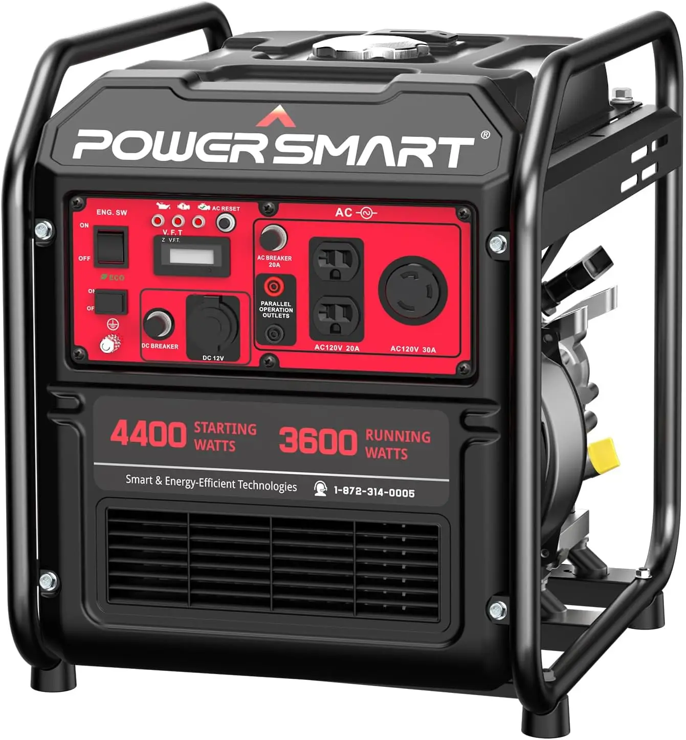 4400 Watt Gas Powered Portable Open Frame Generator, Camping Home Backup Use EPA Compliant, Super Quiet RV Ready 30A Outlet