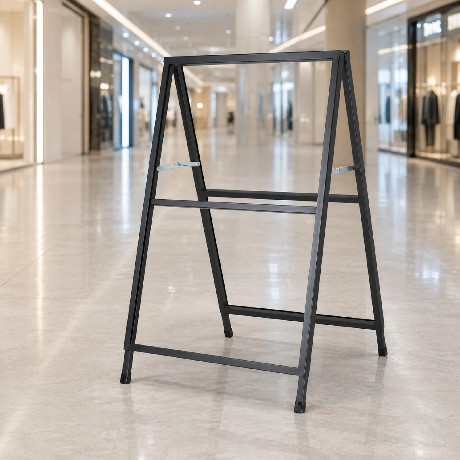 Folding A-Frame Poster Display Stand Fully Assembled Black Iron A-Frame Poster Stand All Metal Construction Heavy Duty