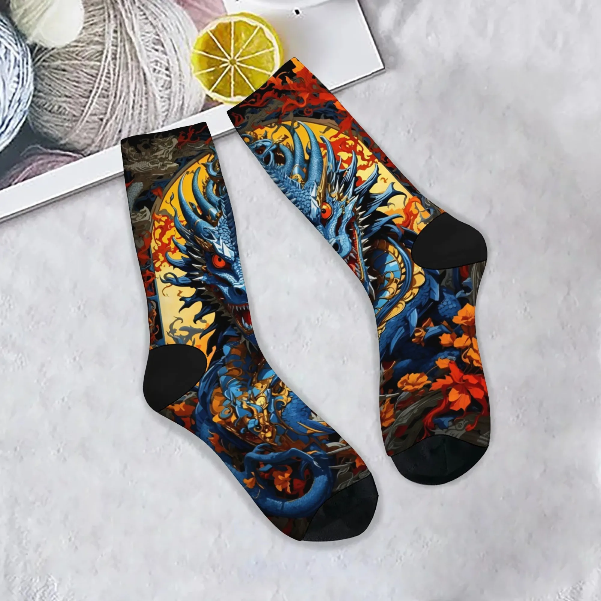 

Повседневные носки на тему дракона, удобные дышащие нескользящие мужские носки, новинка, уличные носки в стиле Харадзюку в стиле хип-хоп, подарок на праздник и вечеринку