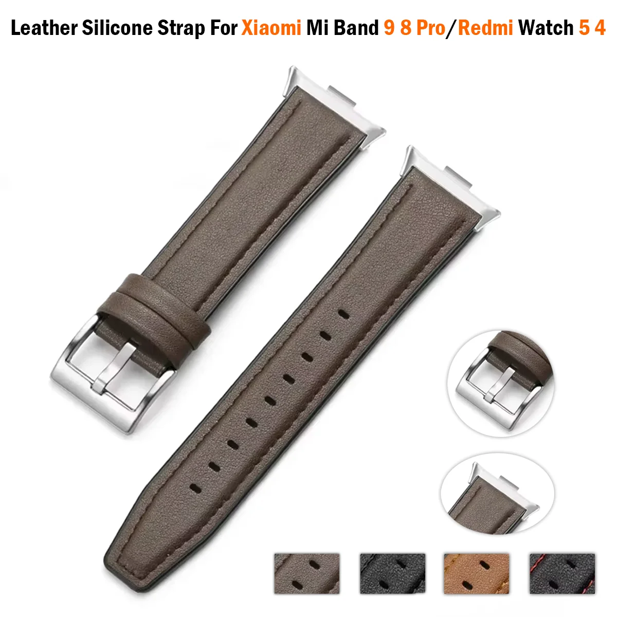 Leather Silicone Strap for Xiaomi Redmi Watch 5/4 Sport Replaceable Bracelet Wristband Correa for Mi Band 9 Pro/Mi Band 8 Pro