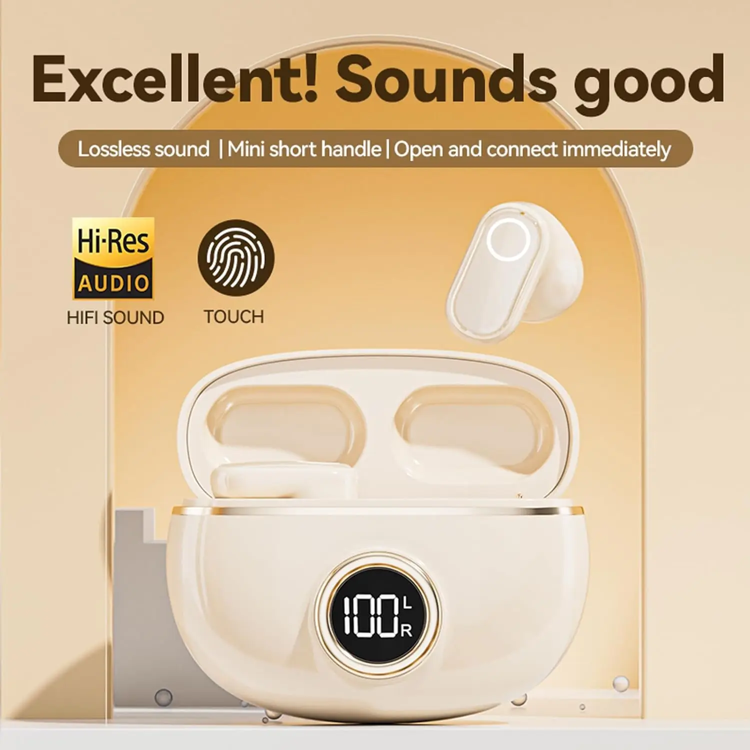 

In-ear TWS BT5.4 earbuds, HiFi, fingerprint touch, short stem, AI call noise reduction, zero latency, gaming, outdoor, commuting