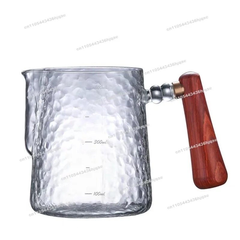 Glass Latte Cup, High Temperature Resistant Glass Filter Cup Graduated Milk Pot Hand Brewed Coffee Set