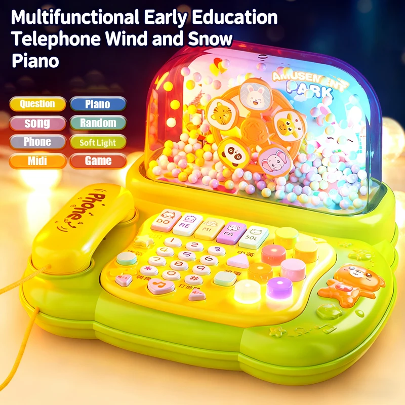 Electric Telephone Toy Cartoon Piano Music Light Activity Multifunctional Kid Musical Learning Toys for Children Christmas Gifts