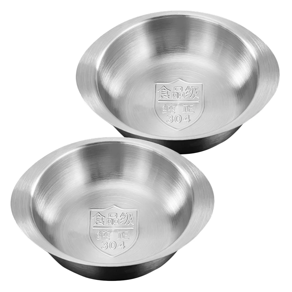

2pcs Stainless Steel Soy Sauce Dish Dipping Tray Small Condiment Bowl Seasoning Holder Ketchup Mustard Salad Dressing Container