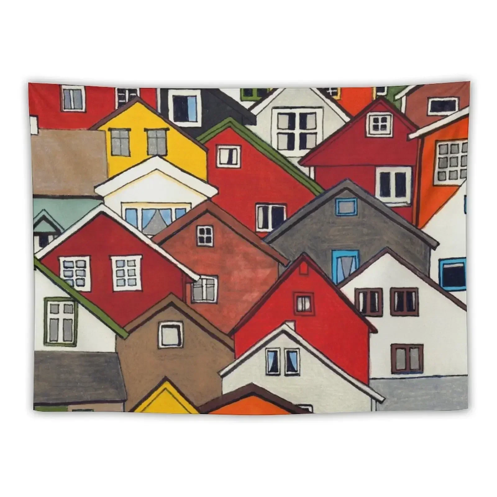 

Colourful Houses Tapestry Home Decor Aesthetic Decoration Aesthetic House Decor Tapestry