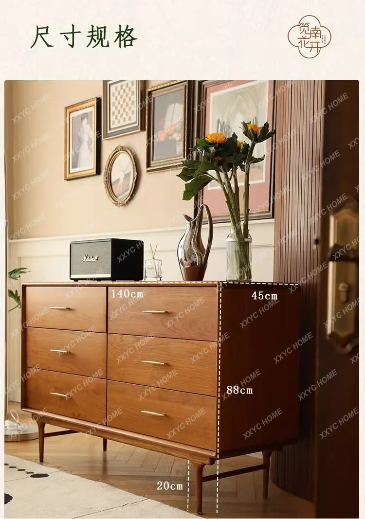 

DVNew arrive North solid wood cherry wood six-chest cabinet living room porch storage drawer side cabinet