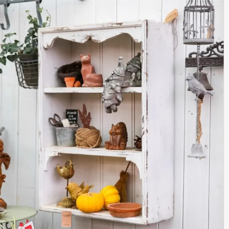 

Solid Wood Wall Hanging Multi-layer Storage Cabinet Simple Gardening Flowerpot Rack To Make The Old Coffee Shop Decoration