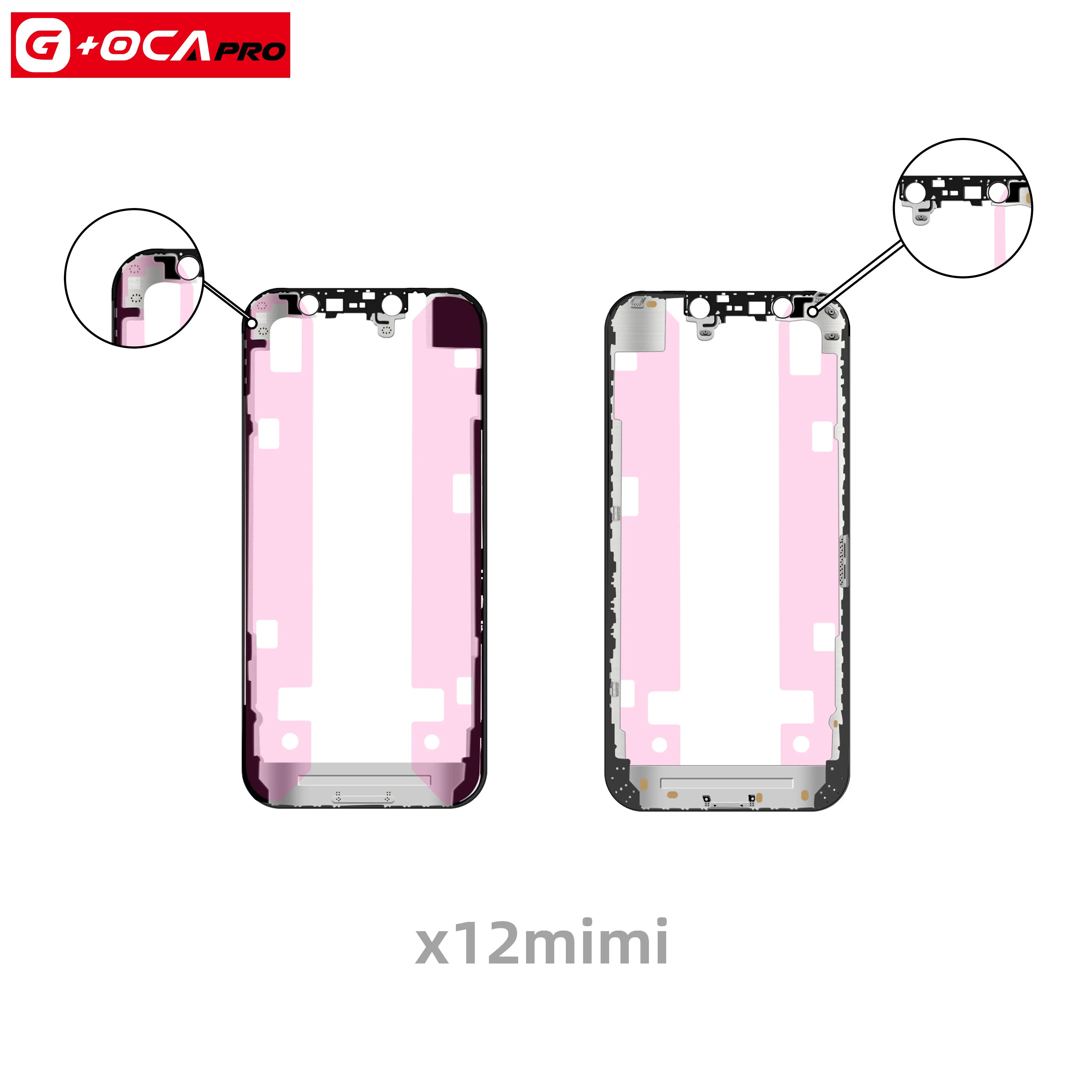 1PCS G+OCA Orignal Middle Bezel Glass Frame For X XS XSMAX 11PRO 12 12PRO 12PROMAX 14promax LCD middle frame replacement parts
