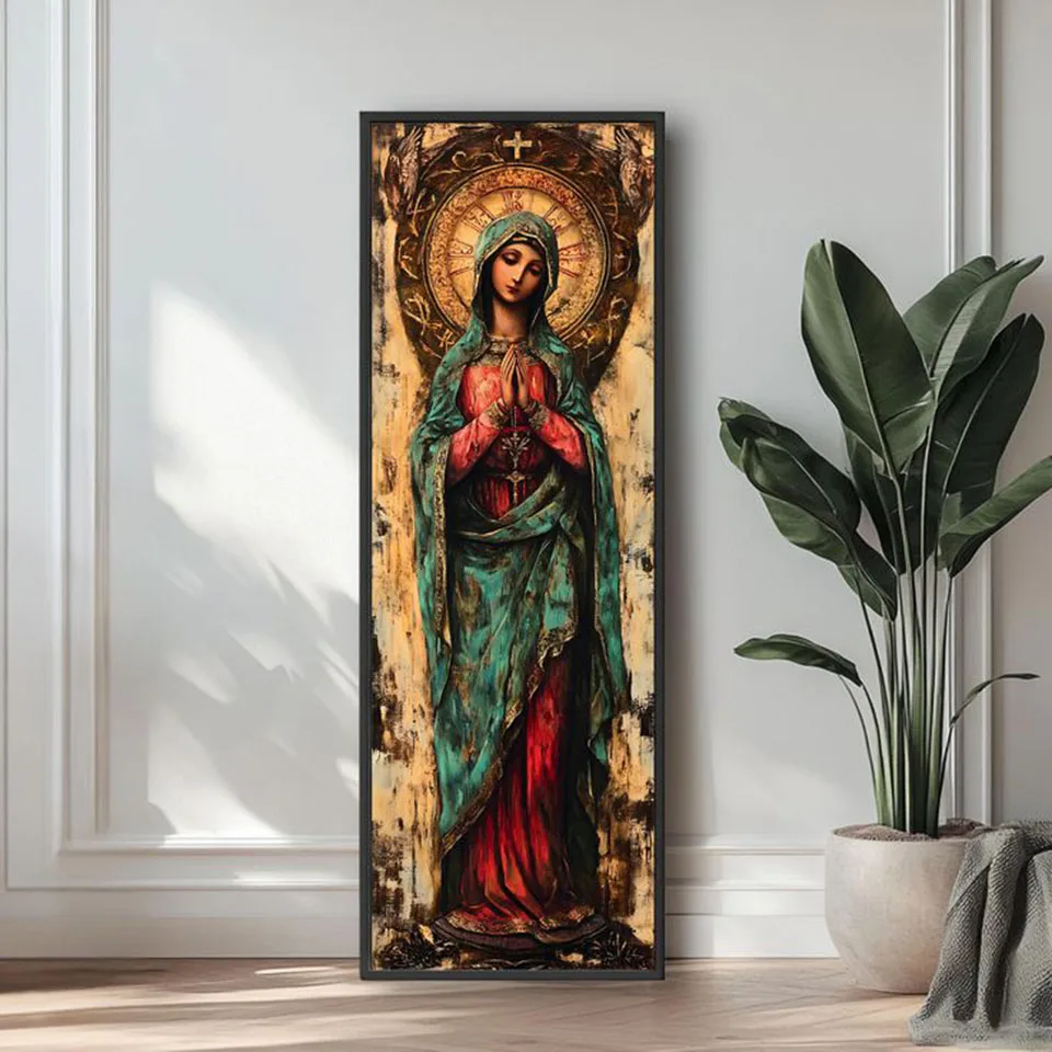 

DIY Vertical Virgin Mary Diamond Painting Kits Wall Art Blessed Mother 5d Diamond Art Catholic Religious Portrait