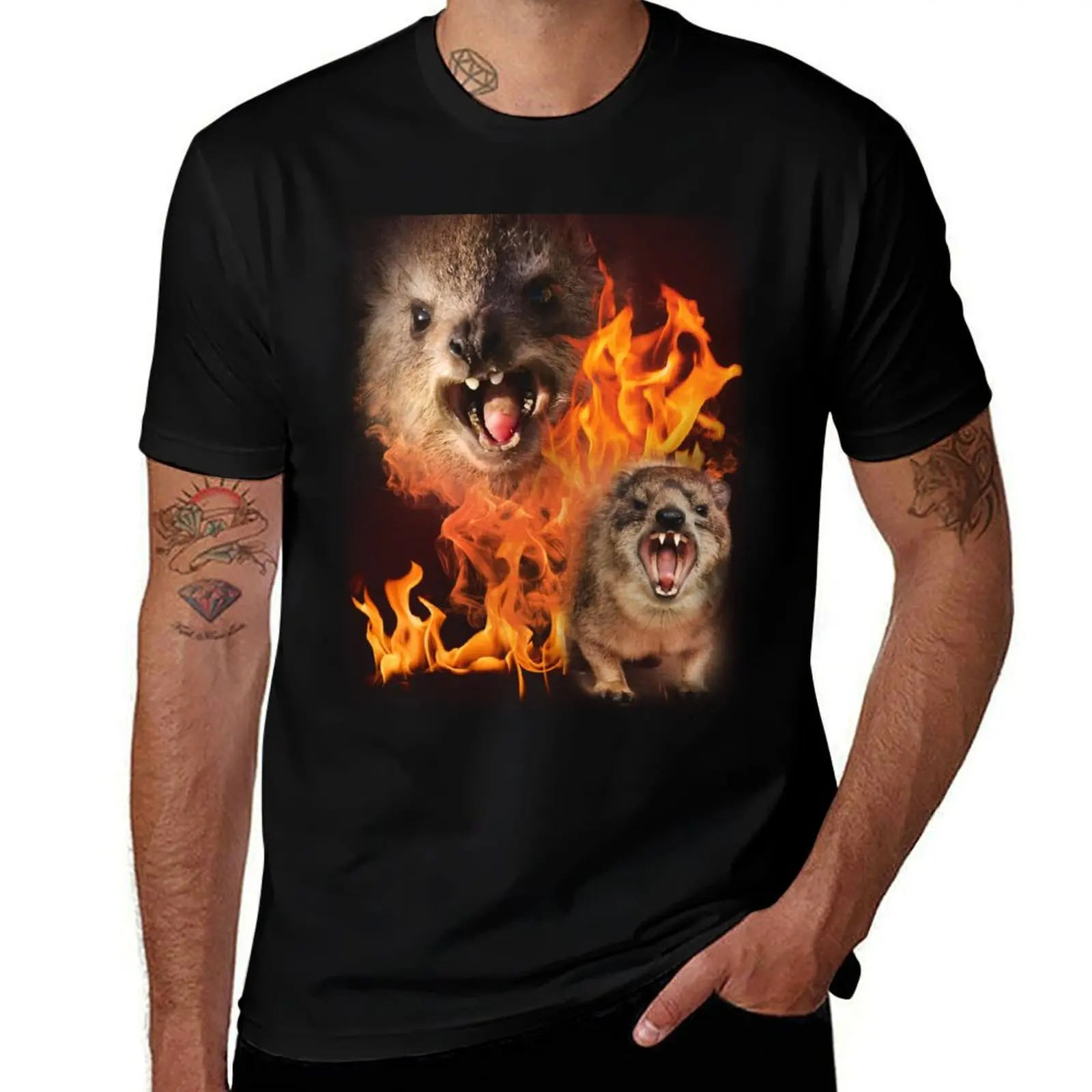 Funny Rock Hyrax Viral Meme T-Shirt Basic Short Sleeve for Men T-Shirt