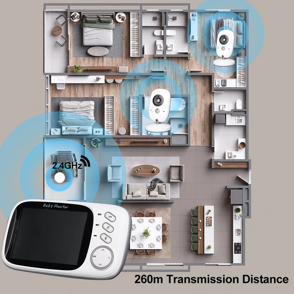 VB603 Video Baby Monitor 2.4G Mother Kids Two-way Audio Night Vision Surveillance Cameras with Temperature Display Baby Items