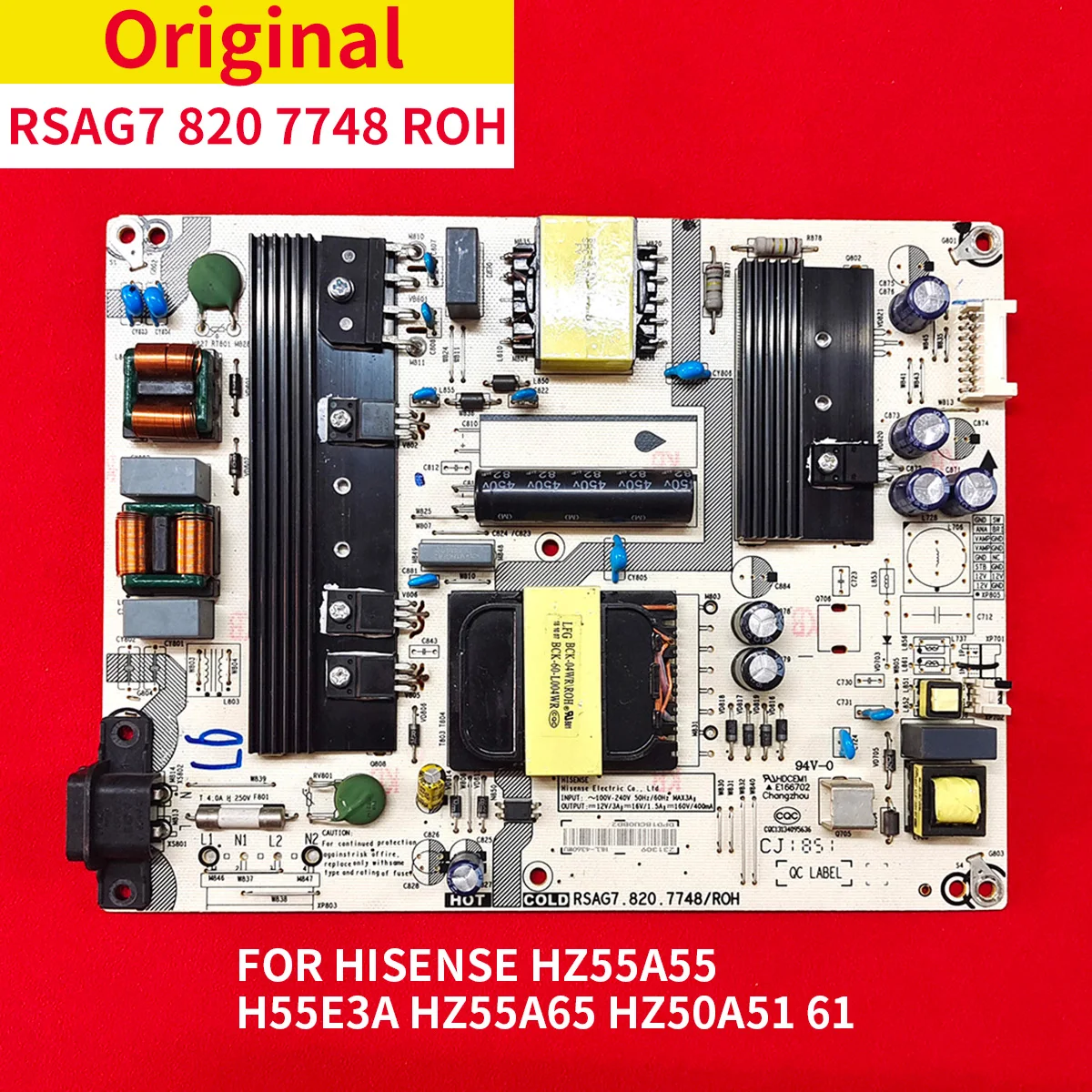 Original RSAG7.820.7748 ROH Power Supply Board for Hisense HZ55A55 H55E3A HZ55A65 HZ50A51 61 TV Maintenance Accessories