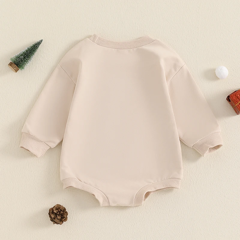 2024-07-03 Lioraitiin Baby Girls Boys Christmas Jumpsuit Long Sleeve Crewneck Embroidery Sweatshirt Romper