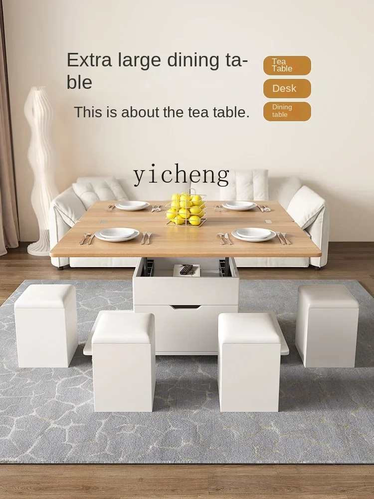r5.13  Small Apartment Lifting and Foldable Coee Table Double-Use Telescopic Simple Modern Multi-Functional Living Room Home