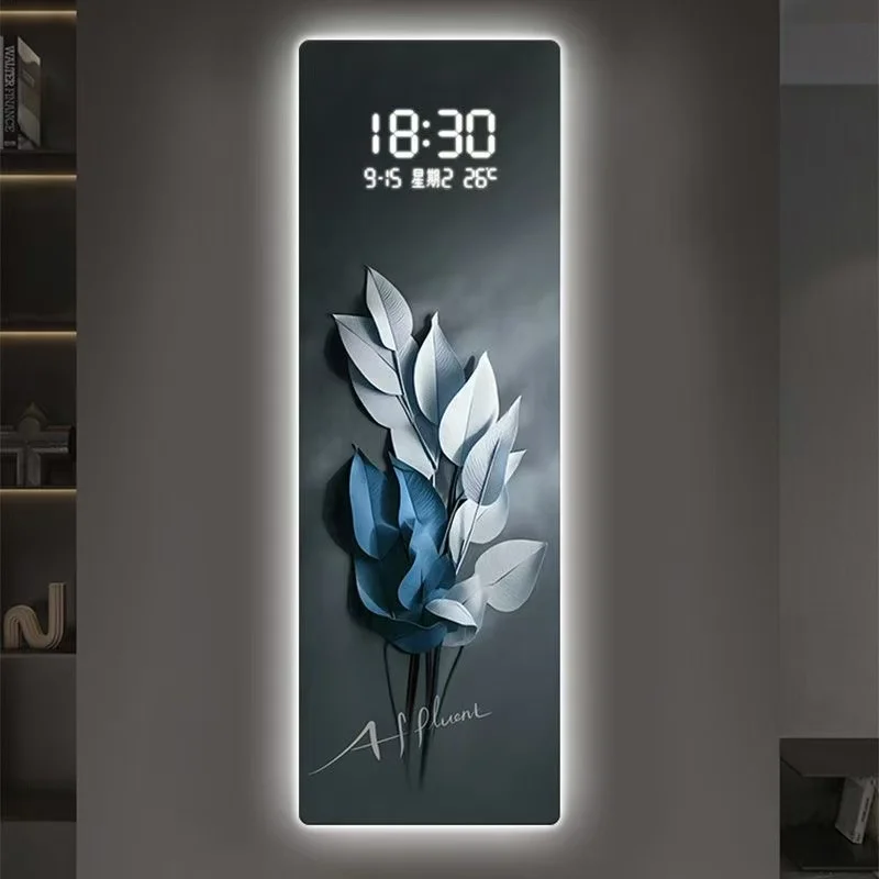 Home electronic clock, living room decoration lights, corridor hanging paintings, light luxury, clock murals