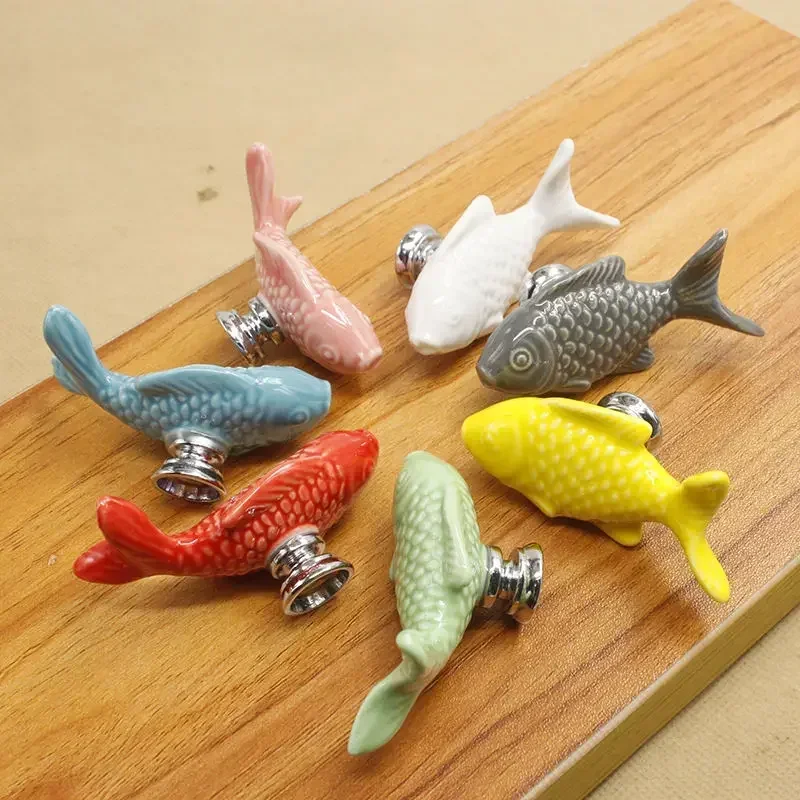 Fish cartoon cabinet door handle cabinet colorful decoration animal drawer handle