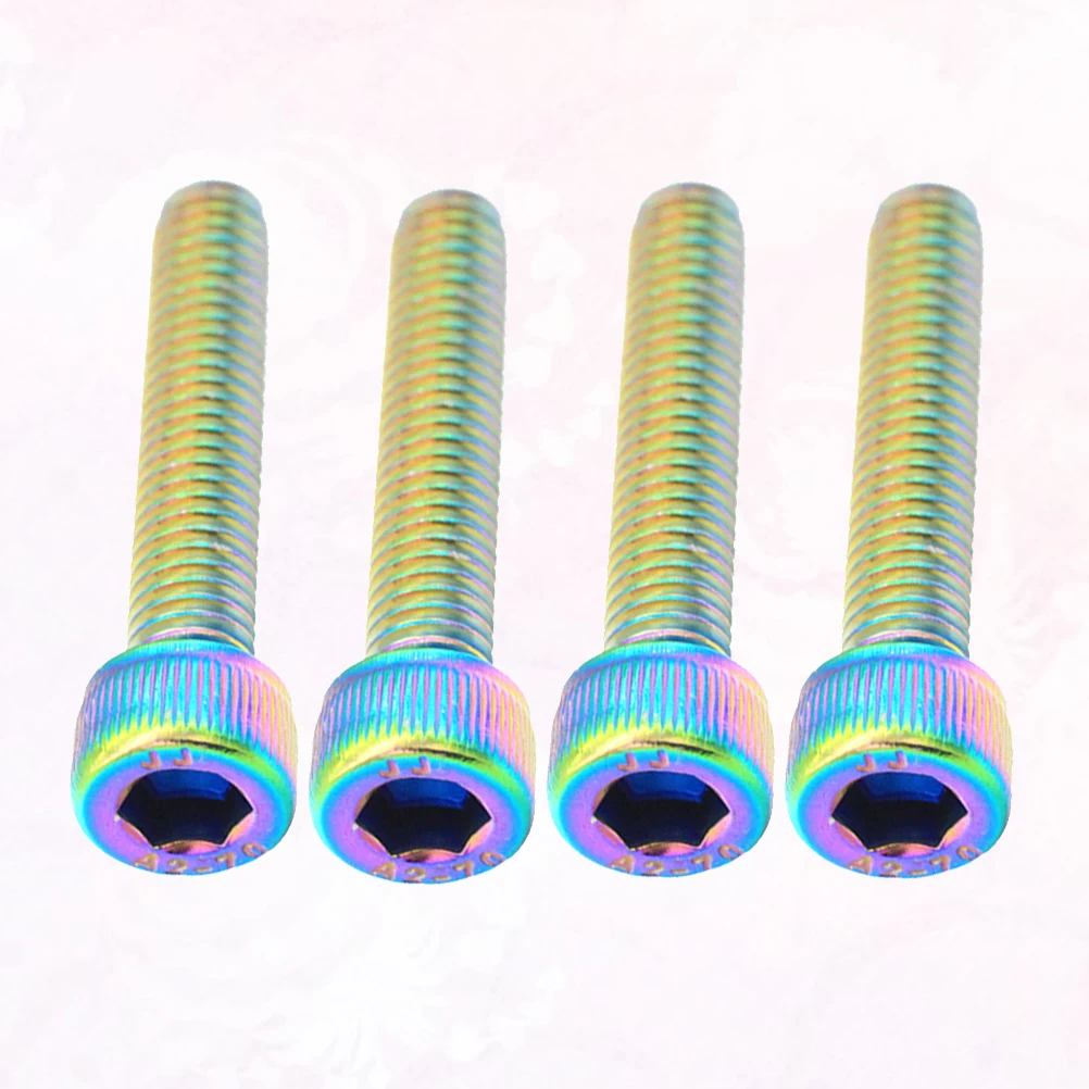 

4pcs Bicycle Handle Screws Stainless Steel Bike Accessories Lightweight Durable Mountain Road Bike Fork Cap Threadless Stem