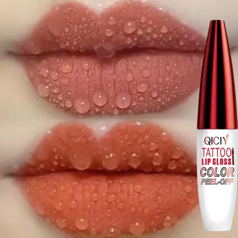 Brillo de labios rosa despegable, contorno mate, tatuaje de contorno, tinte de labios resistente al agua, resistente a la transferencia, tinte de labios Natural
