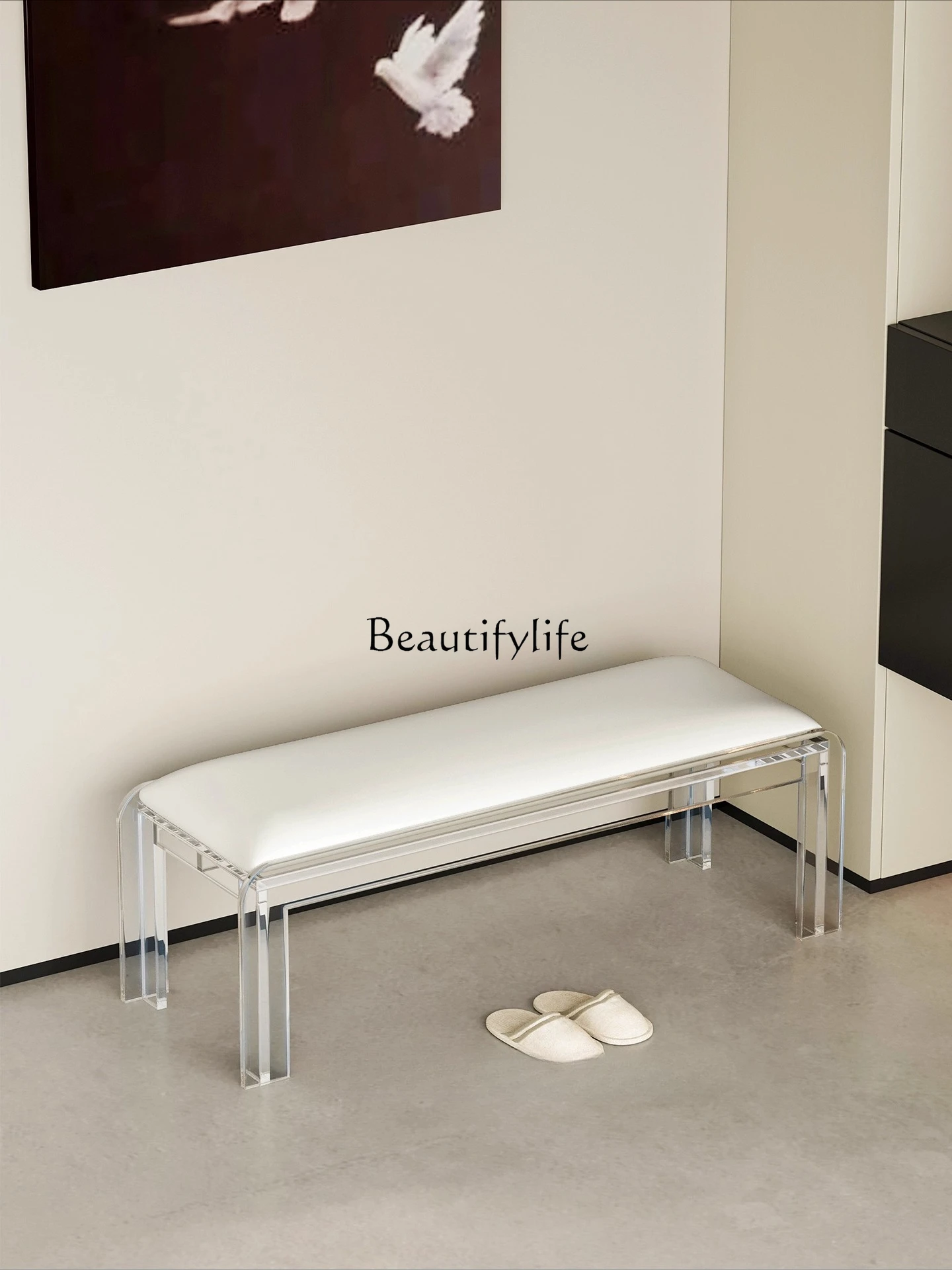 

*Shoe change stool light luxury high sense soft bag bench living room creativity