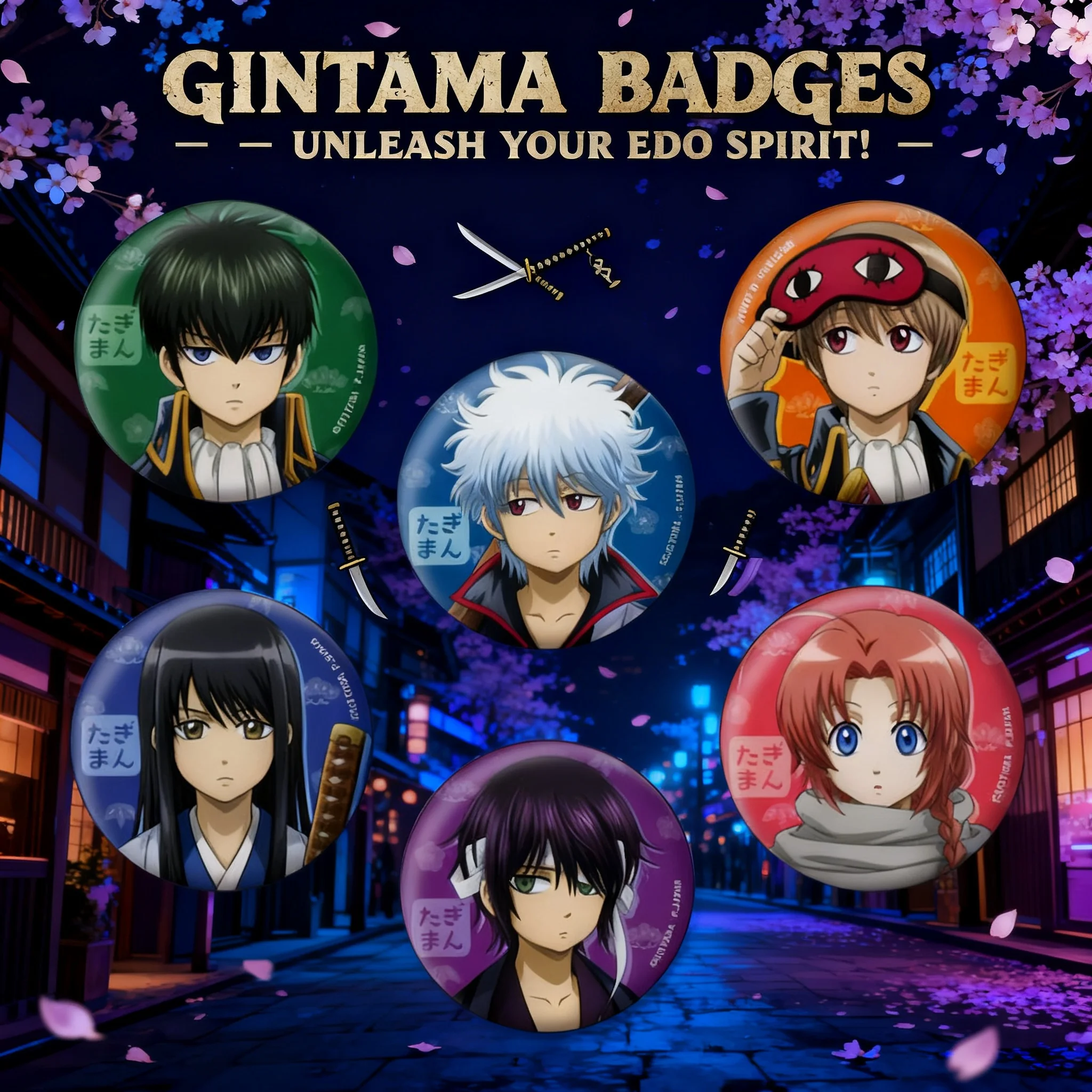 

Anime Gintama Badge Set Silver Soul Souvenir Pin Collection Sakata Gintoki Shimura Shinpachi Hijikata Toshirou Okita Sougo