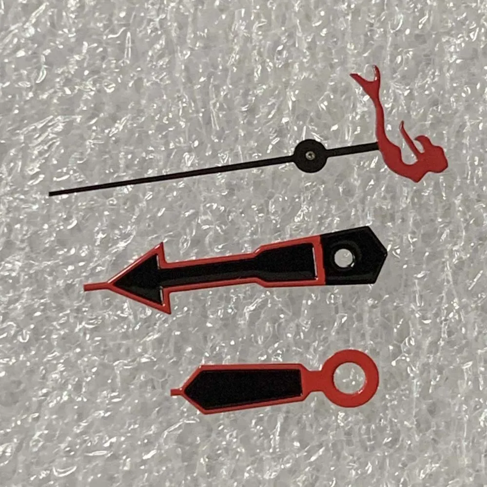 Red Watch Hands with Turtle/Fish/Trident/Rudder Second Needle Men\'s Watch Accessories Fit NH35/NH36/4R Movement